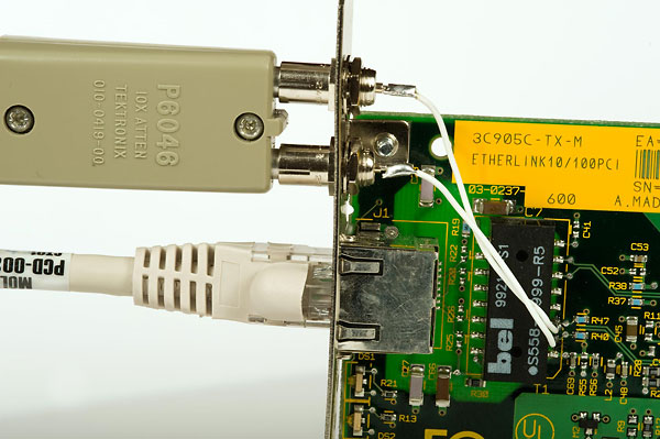 Modification of Network Interface Controller by adding two sockets for differential probe